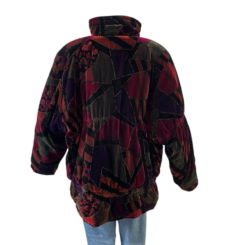 Vintage velvet Mulberry Street insulated winter coat M multicolor jewel tones - Picture 4 of 16
